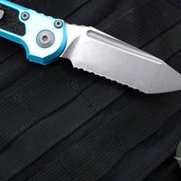 Microtech 2024 LUDT OTS Knife- Tanto Edge- Turquoise Handle- Apocalyptic Full Serrated Blade 1136-12 APTQ