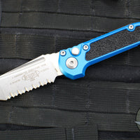 Microtech LUDT OTS Knife- Gen III- Tanto Edge- Blue Handle- Stonewash Full Serrated Blade 1136-12 BL