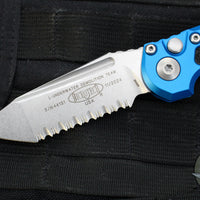 Microtech LUDT OTS Knife- Gen III- Tanto Edge- Blue Handle- Stonewash Full Serrated Blade 1136-12 BL