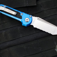 Microtech LUDT OTS Knife- Gen III- Tanto Edge- Blue Handle- Stonewash Full Serrated Blade 1136-12 BL