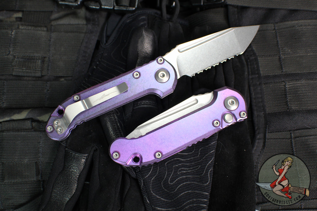 Backstrap Edge Marfione Select LUDT OTS Knife- Tanto Edge- Purple Haze Anodized Smoot ...