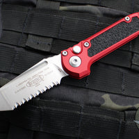 Microtech 2024 LUDT OTS Knife- Tanto Edge- Red Handle- Stonewash Full Serrated Blade 1136-12 RD