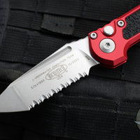 Microtech 2024 LUDT OTS Knife- Tanto Edge- Red Handle- Stonewash Full Serrated Blade 1136-12 RD