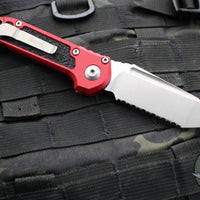 Microtech 2024 LUDT OTS Knife- Tanto Edge- Red Handle- Stonewash Full Serrated Blade 1136-12 RD