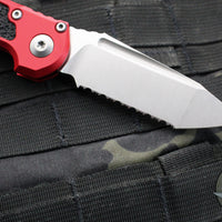 Microtech 2024 LUDT OTS Knife- Tanto Edge- Red Handle- Stonewash Full Serrated Blade 1136-12 RD