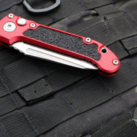 Microtech 2024 LUDT OTS Knife- Tanto Edge- Red Handle- Stonewash Full Serrated Blade 1136-12 RD