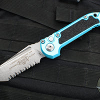 Microtech 2024 LUDT OTS Knife- Tanto Edge- Turquoise Handle- Stonewash Full Serrated Blade 1136-12 TQ