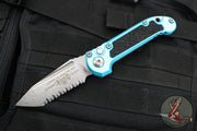 Microtech LUDT OTS Knife- Gen III- Tanto Edge- Turquoise Handle- Stonewash Full Serrated Blade 1136-12 TQ