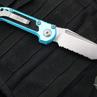 Microtech 2024 LUDT OTS Knife- Tanto Edge- Turquoise Handle- Stonewash Full Serrated Blade 1136-12 TQ