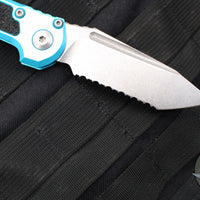 Microtech 2024 LUDT OTS Knife- Tanto Edge- Turquoise Handle- Stonewash Full Serrated Blade 1136-12 TQ