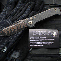 Marfione Select LUDT OTS Knife- Tanto Edge- Carbon Fiber Handle- Baker Forge Coppermai Damascus Blade- Bronze HW 1136-16 MS1