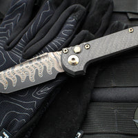 Marfione Select LUDT OTS Knife- Tanto Edge- Carbon Fiber Handle- Baker Forge Coppermai Damascus Blade- Bronze HW 1136-16 MS1