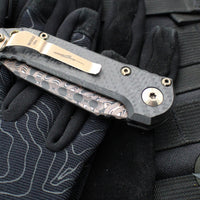Marfione Select LUDT OTS Knife- Tanto Edge- Carbon Fiber Handle- Baker Forge Coppermai Damascus Blade- Bronze HW 1136-16 MS1