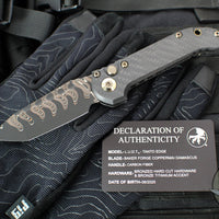 Marfione Select LUDT OTS Knife- Tanto Edge- Carbon Fiber Handle- Baker Forge Coppermai Damascus Blade- Bronze HW 1136-16 MS1 v2