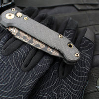 Marfione Select LUDT OTS Knife- Tanto Edge- Carbon Fiber Handle- Baker Forge Coppermai Damascus Blade- Bronze HW 1136-16 MS1 v2