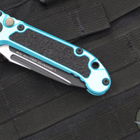 Microtech 2025 LUDT OTS Knife- Tanto Edge- Turquoise Handle- Black Plain Edge Blade 1136-1 TQ