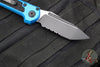 Microtech 2024 LUDT OTS Knife- Blue Handle- Black Part Serrated Blade 1136-2 BL