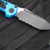 Microtech 2024 LUDT OTS Knife- Blue Handle- Black Part Serrated Blade 1136-2 BL