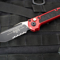 Microtech LUDT OTS Knife- Gen III- Red Handle- Black Part Serrated Blade 1136-2 RD