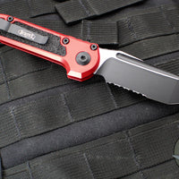 Microtech LUDT OTS Knife- Gen III- Red Handle- Black Part Serrated Blade 1136-2 RD