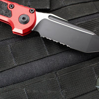 Microtech LUDT OTS Knife- Gen III- Red Handle- Black Part Serrated Blade 1136-2 RD