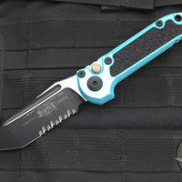 Microtech 2024 LUDT OTS Knife- Tanto Edge- Turquoise Handle- Black Part Serrated Blade 1136-2 TQ