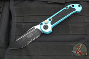 Microtech 2024 LUDT OTS Knife- Tanto Edge- Turquoise Handle- Black Part Serrated Blade 1136-2 TQ