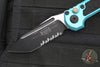 Microtech 2024 LUDT OTS Knife- Tanto Edge- Turquoise Handle- Black Part Serrated Blade 1136-2 TQ