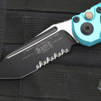 Microtech 2024 LUDT OTS Knife- Tanto Edge- Turquoise Handle- Black Part Serrated Blade 1136-2 TQ