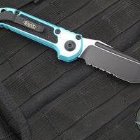 Microtech 2024 LUDT OTS Knife- Tanto Edge- Turquoise Handle- Black Part Serrated Blade 1136-2 TQ