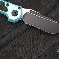 Microtech 2024 LUDT OTS Knife- Tanto Edge- Turquoise Handle- Black Part Serrated Blade 1136-2 TQ