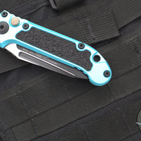 Microtech 2024 LUDT OTS Knife- Tanto Edge- Turquoise Handle- Black Part Serrated Blade 1136-2 TQ