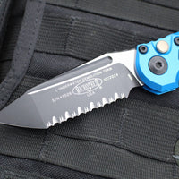 Microtech 2024 LUDT OTS Knife- Blue Handle- Black Full Serrated Blade 1136-3 BL