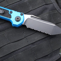 Microtech 2024 LUDT OTS Knife- Blue Handle- Black Full Serrated Blade 1136-3 BL