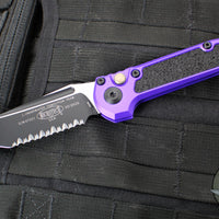 Microtech LUDT OTS Knife- Purple Handle- Black Full Serrated Blade 1136-3 PU