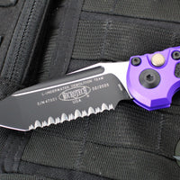 Microtech LUDT OTS Knife- Purple Handle- Black Full Serrated Blade 1136-3 PU