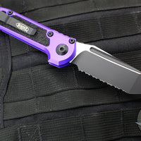 Microtech LUDT OTS Knife- Purple Handle- Black Full Serrated Blade 1136-3 PU