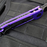 Microtech LUDT OTS Knife- Purple Handle- Black Full Serrated Blade 1136-3 PU