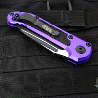 Microtech LUDT OTS Knife- Purple Handle- Black Full Serrated Blade 1136-3 PU