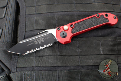 Microtech LUDT OTS Knife- Gen III- Red Handle- Black Full Serrated Blade 1136-3 RD