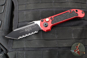 Microtech LUDT OTS Knife- Gen III- Red Handle- Black Full Serrated Blade 1136-3 RD