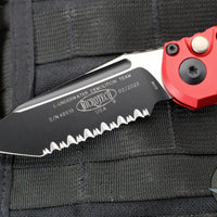 Microtech LUDT OTS Knife- Gen III- Red Handle- Black Full Serrated Blade 1136-3 RD