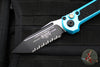 Microtech LUDT OTS Knife- Turquoise Handle- Black Full Serrated Blade 1136-3 TQ