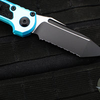 Microtech LUDT OTS Knife- Turquoise Handle- Black Full Serrated Blade 1136-3 TQ