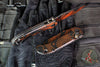 Microtech LUDT OTS Knife- Smooth Body- Tanto Edge- Topographic Black/Orange Camo Finished Handle And Plain Edge Blade 1136S-1 TPBKORCS
