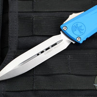 Microtech Combat Troodon Gen III OTF Knife- Double Edge- Blue Handle- Stonewash Blade 1142-10 BL Gen III 2024