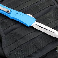 Microtech Combat Troodon Gen III OTF Knife- Double Edge- Blue Handle- Stonewash Blade 1142-10 BL Gen III 2024