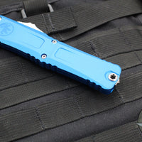 Microtech Combat Troodon Gen III OTF Knife- Double Edge- Blue Handle- Stonewash Blade 1142-10 BL Gen III 2024