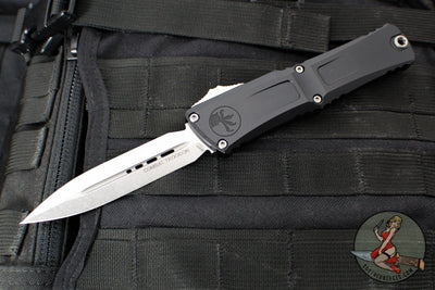 Microtech Combat Troodon Gen III OTF Knife- Double Edge- Black Handle- Stonewash Blade 1142-10 Gen III