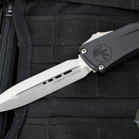 Microtech Combat Troodon Gen III OTF Knife- Double Edge- Black Handle- Stonewash Blade 1142-10 Gen III
